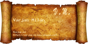 Varjas Milán névjegykártya